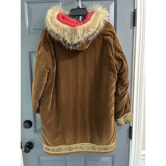 RARE!! Laura Wright Alaskan Parky Winter Coat Brown Velvet Wolf Trim Size M**** - Picture 7 of 16